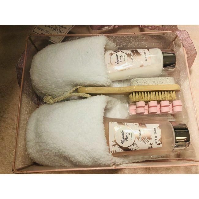 NWT PINK Luxury Slipper Foot Care Gift Set - New -Rosewater Peony Scented