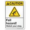 SmartSign “Caution - Fall Hazard, Watch Your Step” Sign | 7" x 10" Plastic