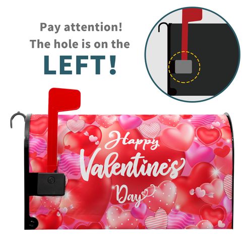 Happy Valentine's Day Mailbox Covers Red Love Heart Mailbox Cover Magnetic Standard Size 21"x18" Valentines Day Decorations Mailbox Wraps Post Letter Box Cover Garden Yard Box Cover Holiday Decor