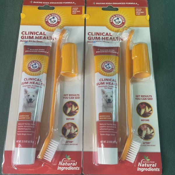 Lot Of 2 Arm & Hammer for Pets Tartar Control Dental  Kit For Dogs Beef Flavor