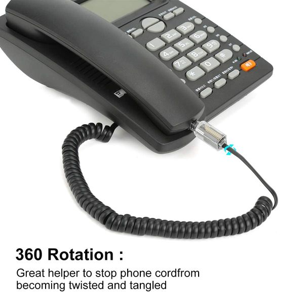 DragonTrading® 360 drehbarer Entwirrer für Telefonkabel, 3 Stück, durchsichtig/schwarz