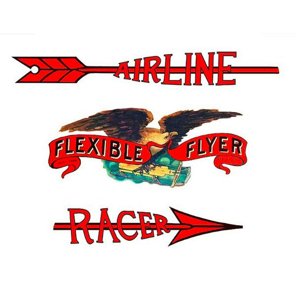 FLEXIBLE FLYER AIRLINE RACER DECAL  WATER SLIDE WHITE  LASER PRINTED