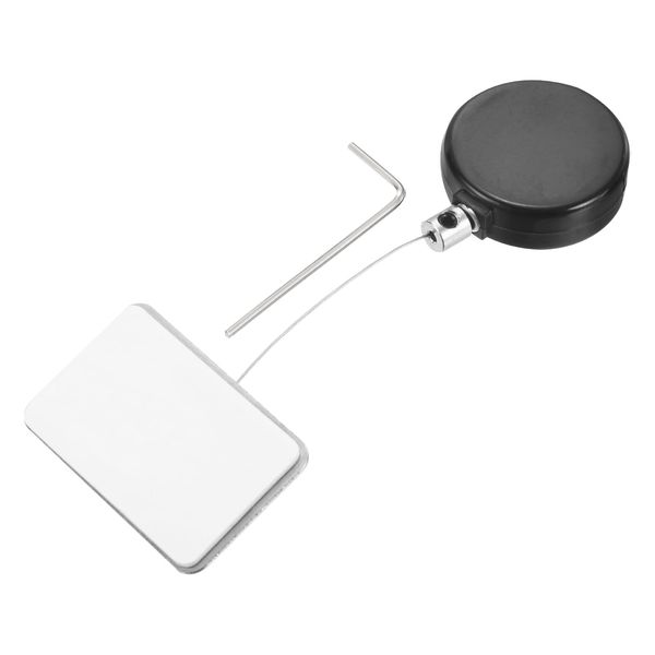 sourcing map 1.8 ft Retractable Cable Lock with Square Patch Remote Control Security Lock with Adjustable Cord Tether Anti Theft for Laptop, TV, 200g, Black