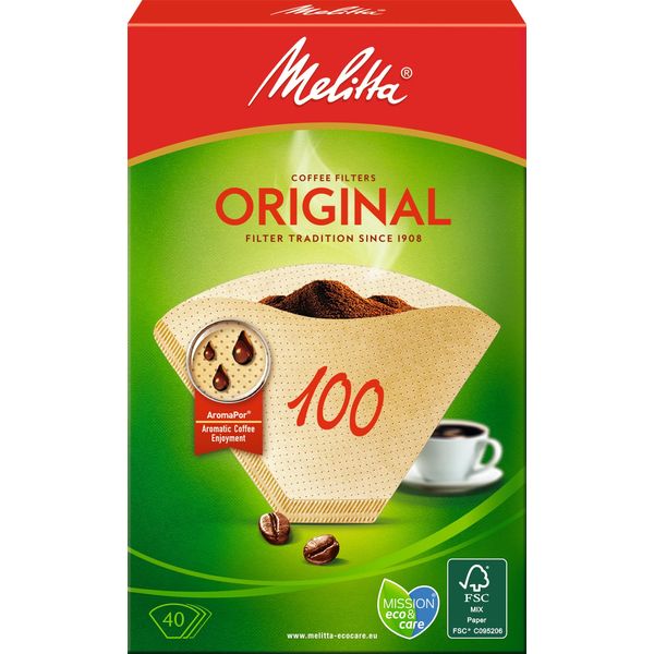 Melitta Coffee Filters 100/40 Natural Brown (Pack of 40 Filters)