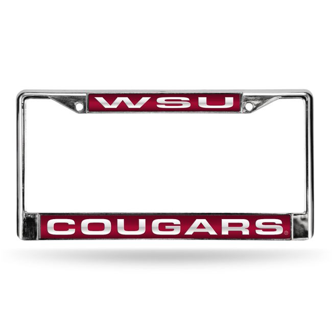 NCAA Rico Industries Washington State Cougars Red Chrome Laser License Frame 12" x 6" Laser Cut Chrome Frame - Car/Truck/SUV Automobile Accessory