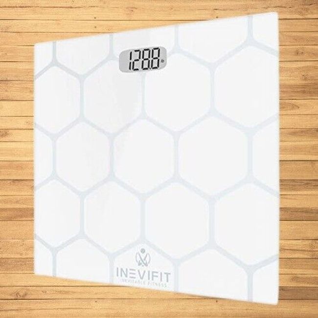 INEVIFIT Highly Accurate White Digital Bathroom Body Scale, Weight Limit 400 lbs