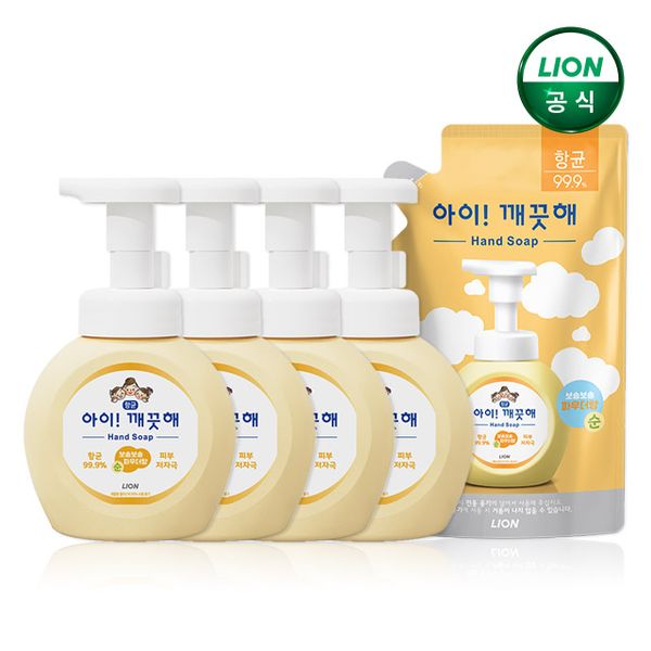 Aikkeokhae Foaming Hand Sanitizer Pure 250ml Container x 4 + 200ml Refill