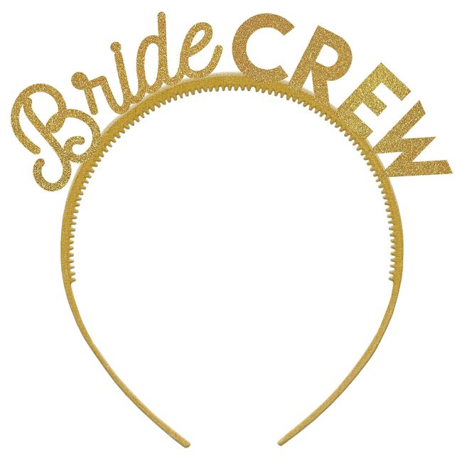 Bride Crew Gold Glitter Headbands (Pack of 6) - Stunning Wedding Party Accessory for Bridesmaids and Bachelorette Celebration