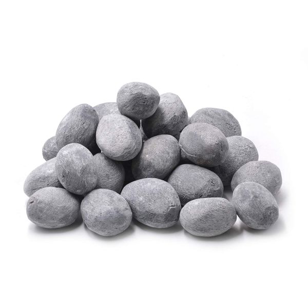 Stanbroil 24pcs Light Weight Ceramic Fiber Pebble Stones for Fire Pit and Fireplace - Grey