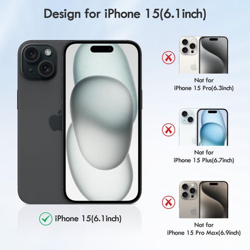 SAMWSK for iPhone15 Case,Military Grade Drop Protection, Compatible with MagSafe,Anti-Fingerprint, Slim and Light, Anti Yellow Matte Clear Case for iPhone15, Silver