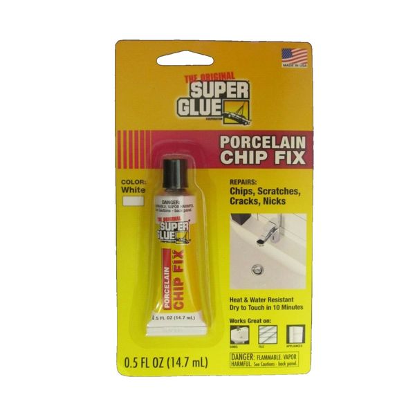 The Original Super Glue Corp. Porcelain Chip Fix #19061  White .5 FL. OZ.  NEW