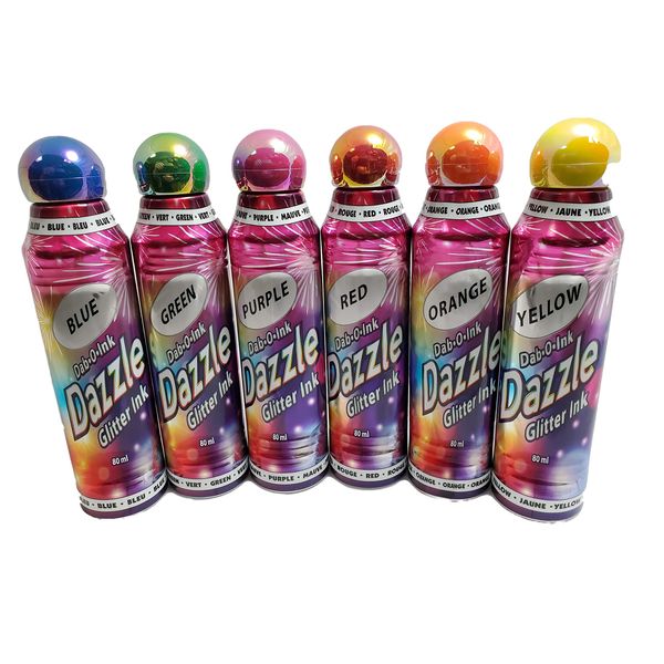 Dazzle Glitter Bingo Dauber/Dabber Ink 6-Pack Mixed Colors