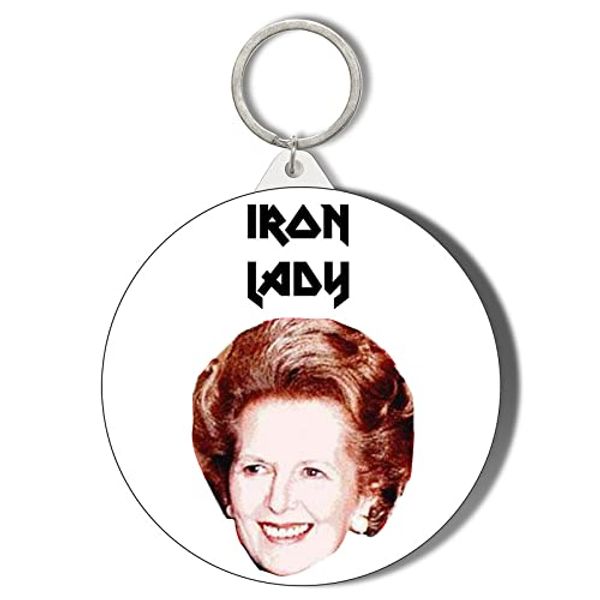 Gift Insanity MRS THATCHER - IRON LADY - WHITE BACKGROUND - 58mm Keyring