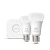 Philips Hue White/Colour Wireless Lighting LED Kit with 2 E27 Bulbs & Bridge A