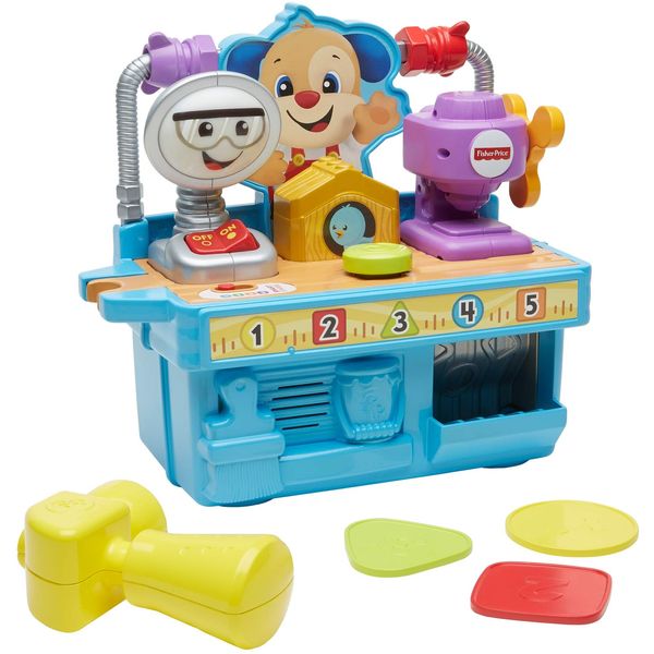 Fisher-Price Baby & Toddler Toy Laugh & Learn Busy Learning Tool Bench Construction Activity for Pretend Play Infants Ages 6+ Months