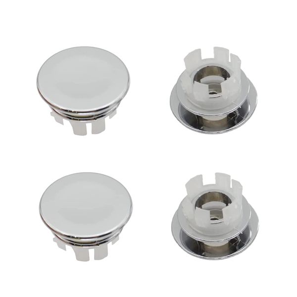 4 Pcs Bathroom Kitchen Sink Round Overflow Ring Chrome Plating Round Overflow Hole Cover Cap Basin Trim Overflow Drain Cover