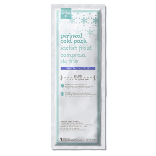 Medline Deluxe Perineal Cold Packs with Adhesive Strip, 4.5" x 14.25", Pack of 24, Ideal for Postpartum Perineal Care