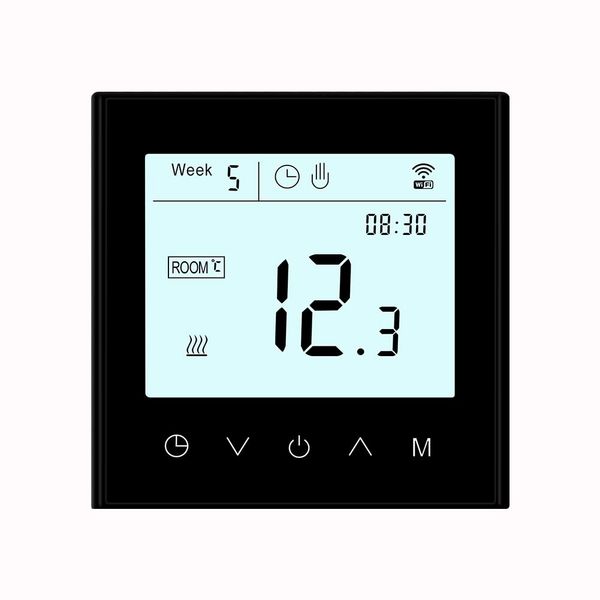 MincoHome Programmable WiFi Thermostat Touch Screen Tuya Smart Temperature Controller for Electric Warm Floor Heating Voice Controller (Black Electric Heating)