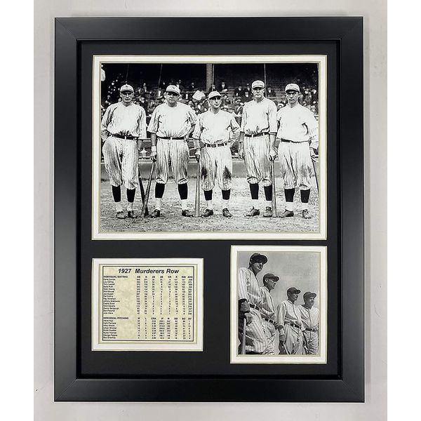 New York Yankees 1927 Murderer's Row Lineup Collectible | Framed Photo Collage Wall Art Decor - 12"x15" | Legends Never Die