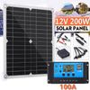 200W Solar Panel Kit 100A 12V Battery Charger w/ Controller Caravan Boat Outdoor