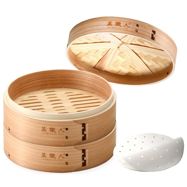 Hist Professional Kitchen Equipment, Hist (Steamer Artisan) Seiro Sugiki, Set of 2 Main Units and 1 Lid Set, Commercial Use, Seiro Steamer, Includes 20 Sheets for Steamers (Steamer, Cedar 8.3 inches (21 cm)