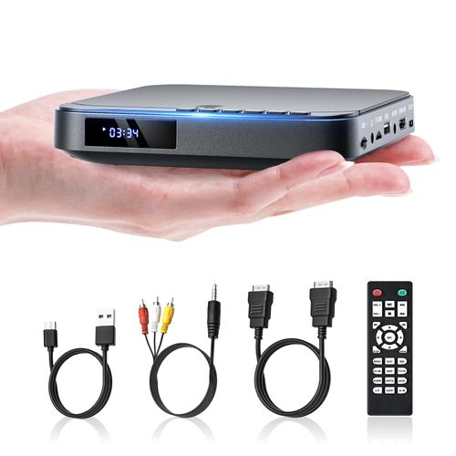 Mini DVD Player, DESOBRY DVD Player for TV, HD 1080P DVD Player HDMI with All Regions, USB/TF Card Input, Remote Control, Supports PAL/NTSC
