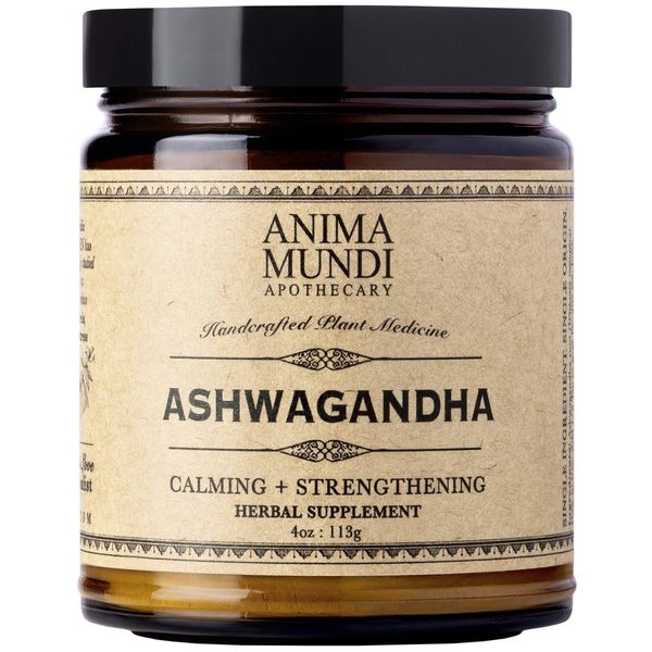 Anima Mundi Ashwagandha Powder - Organic Ashwagandha Root Powder Sourced from India - Commonly Known as Indian Ginseng Root Powder - Calming Herbal Supplement - Add to Tea, Coffee & More (4oz / 113g)