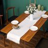 110 Inch Long White Small Kitchen Table Runner, Solid Colors Table Runner for Everyday Use