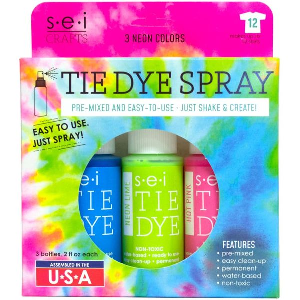 S.E.I. Neon Tie-Dye Kit, Fabric Spray Dye, 3 Colors