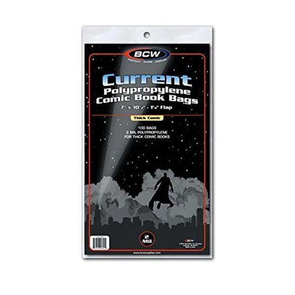 (100) Current Age Thick Size Crystal Clear Comic Book Cover Bags By BCW