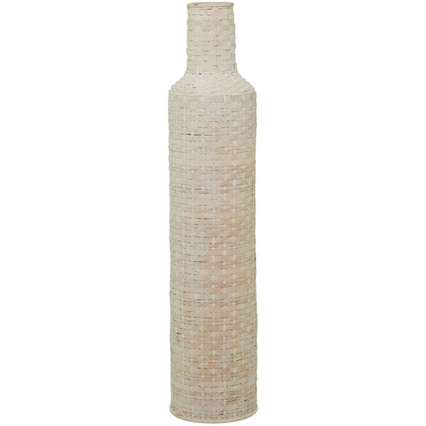 Deco 79 Bamboo Tall Woven Floor Vase, 9" x 9" x 39", White