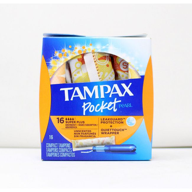 Tampax Pocket Pearl Plastic Super Plus Tampons Unscented 16 Count