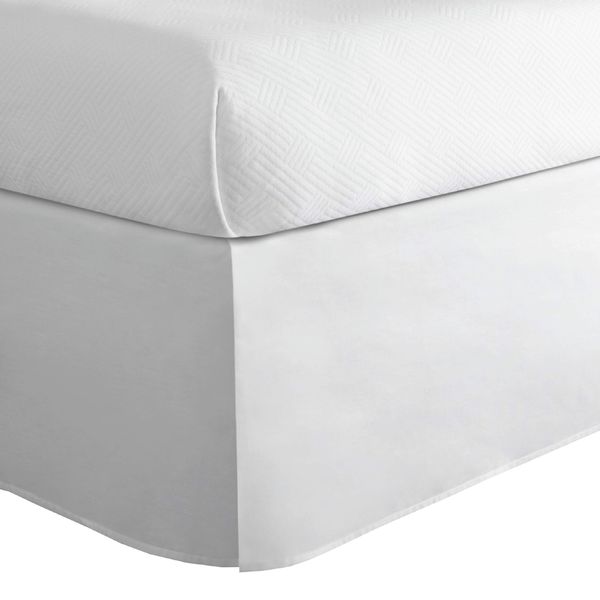 Today’s Home Classic Tailored Bed Skirt Dust Ruffle, Cotton Blend Design, 14" Drop Length, King, White