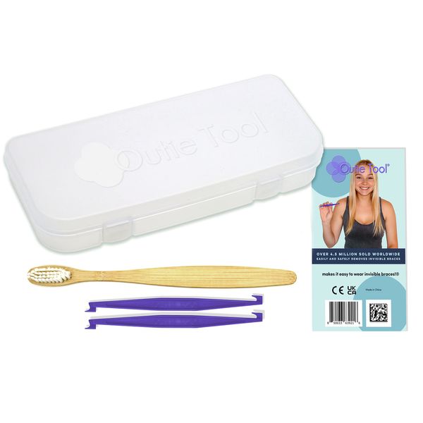 Outie Tool | Aligner Total Care Case | Contains 1 Bamboo Toothbrush and 2 Aligner Removal Tools