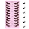 Leipple Half Lashes Natural Look Cat Eye False Eyelashes Wispy Fluffy Clear Band Faux Mink Lashes Soft Reusable 10 Pairs Pack(1002)