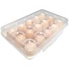 Egg Holder Storage, Egg Boxes, Portable Egg Tray with Lid, Stackable Egg Storage with Safety Buckle, 15 Grid Egg Container, Clear White