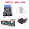 chenyang USB 3.0 Front Panel Header 19/20 Pin 1 to 2 HUB 9/10 Pin Motherboard Header Extension Adapter