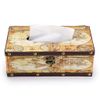 Sumnacon Retro Tissue Box Holder , Tissue Organizer Rectangular Wooden + PU Tissue Box Cover (Yellow Map)
