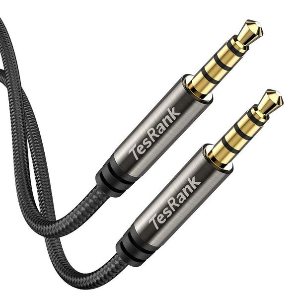 TesRank Aux Kabel 3.5mm Audio Kabel, Klinkenkabel 4 Polig TRRS Nylon 3.5mm Stereo Audio Klinke geeignet Autos,Lautsprecher, Kopfhörer,Handy,MP3 Player - 4 Polig,1 Meter