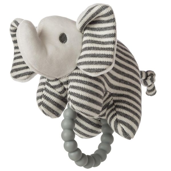 Mary Meyer Soft Baby Rattle with Soothing Teether Ring, 6-Inches, Afrique Elephant