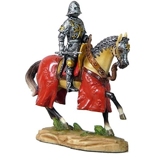4.13 Inch Armored Crusader on Horseback with Maltese - Cross Emblem