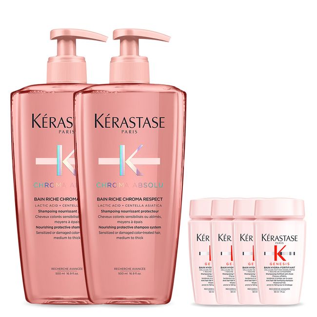 [Kérastase] [For damaged/colored hair] Bang Chroma Absolue Shampoo 500ml Duo Set [4 additional travel shampoos included]