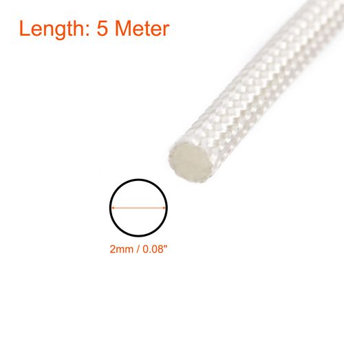 Rebower Fiberglass Sleeving Insulated Cable Protection Tube for High Temperature Applications Heat Resistant Temperature 600℃ 5M 2mm White