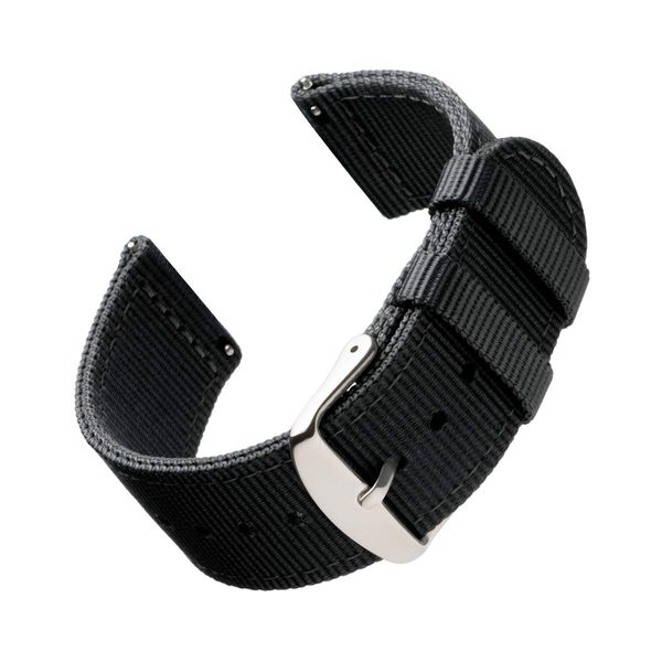 Archer Watch Straps - Premium Nylon Quick Release Watch Bands (Black, 22mm)