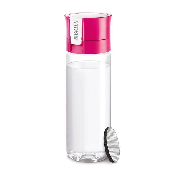 Brita Water Filter Bottle Fill & Go with 2 Cartridges, 600ml, Pink