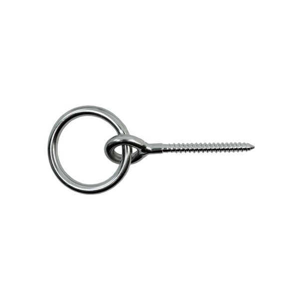 Edelstahl V4A, Ringschraube Augbolzen mit Ring, Holzgewinde, rostfrei (6x60 mm)