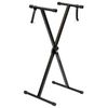 Crystals Foldable Electronic Keyboard Piano Stool and Stand - Double/Single Braced X Frame - Black