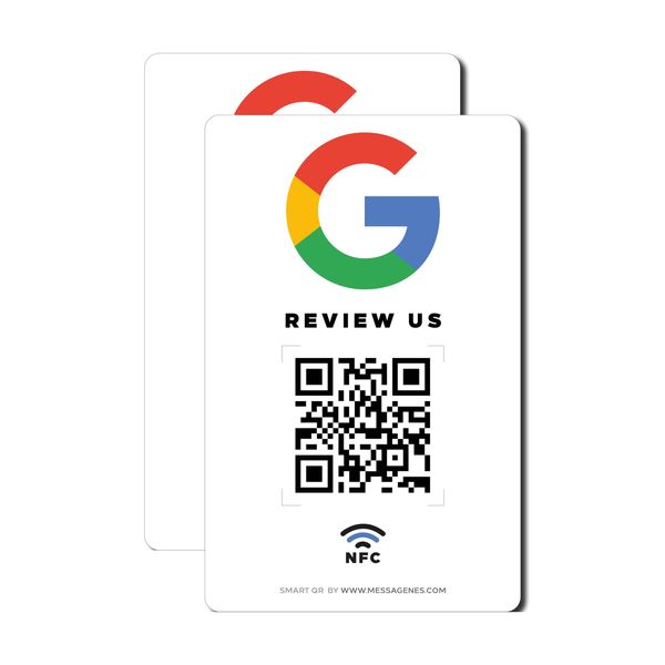 MESSAGENES | Aufkleber Google mit QR und NFC | Schilder Bewertung NFC und QR Code | PACK 2 Rechteckige Einheiten | Google Review | Bewertungen in 1 Klick | Erhöht Bewertungen in Google Ihrer Business