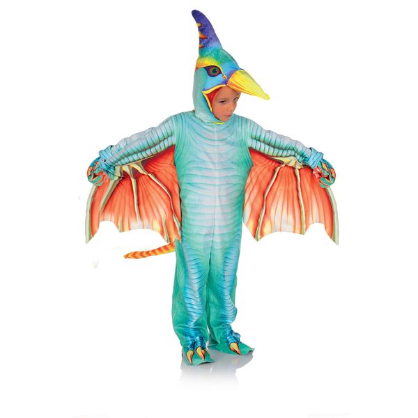 UNDERWRAPS Kid's Children's Pterodactyl Dinosaur Printed Jumpsuit Costume Childrens Costume, Orange, Extra Large