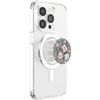 Pink Flowers Gray Leaves PopSockets PopGrip for MagSafe